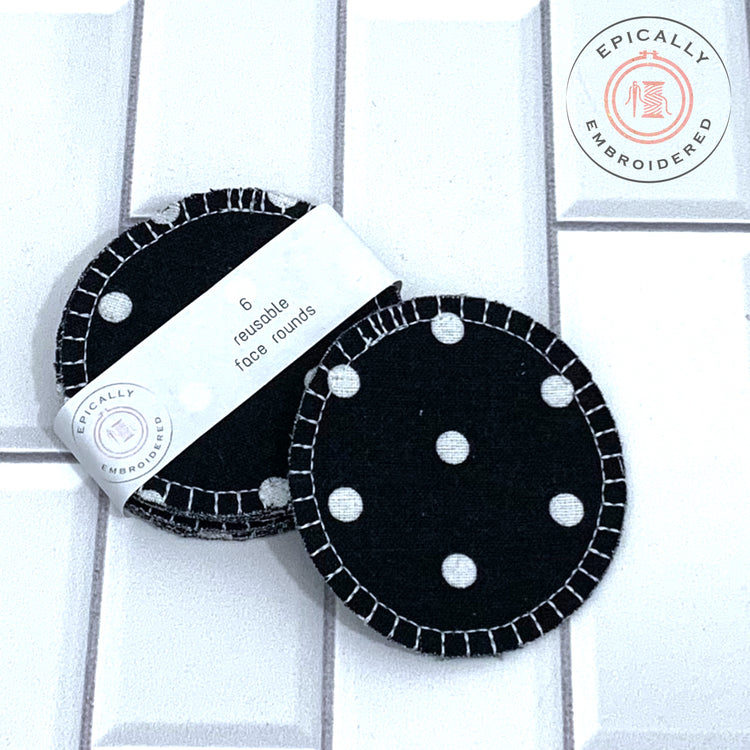 Black Polka Dot Reusable Face Rounds