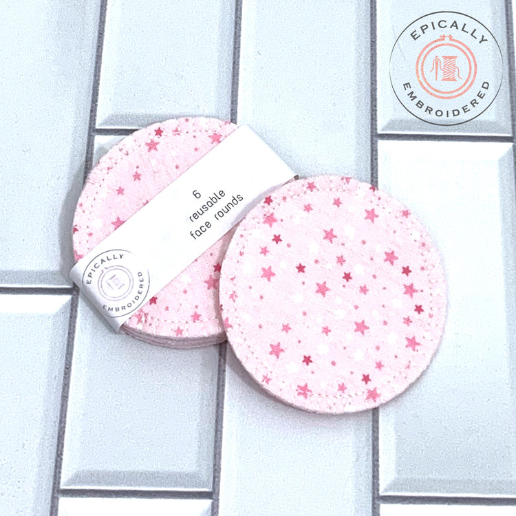 Pink Stars Reusable Face Rounds