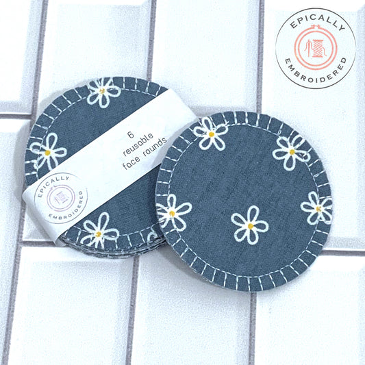 Daisies on Denim Reusable Face Rounds