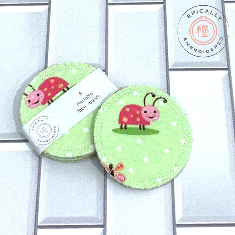 Lady Bug Reusable Face Rounds