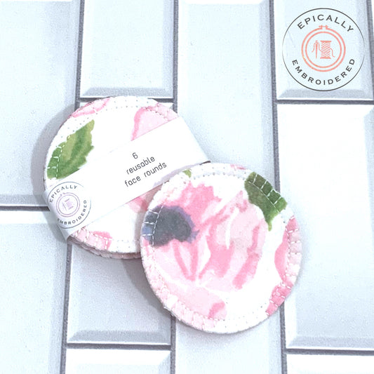 Pink Roses Reusable Face Rounds